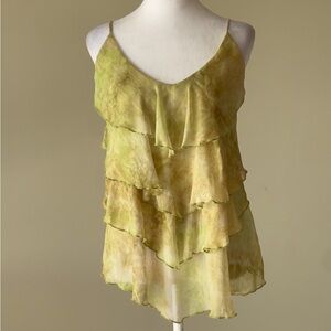 A & G Crush Layered Green Camisole metallic Top